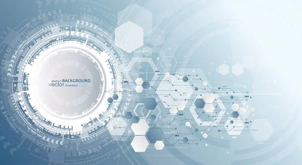 Teknik Bakgrund Och Abstrakt Digital Tech Cirkel Med Olika Tekniska — Stock vektor