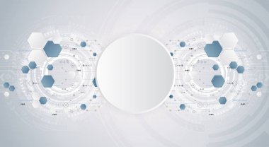 Teknoloji arka plan ve soyut dijital teknoloji daire çeşitli teknolojik elemanları ile. Vektör çizim. EPS 10.