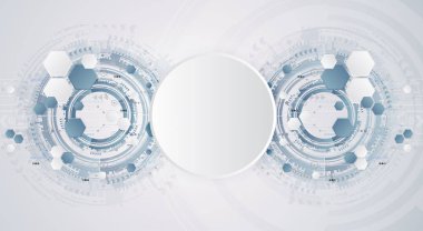 Teknoloji arka plan ve soyut dijital teknoloji daire çeşitli teknolojik elemanları ile. Vektör çizim. EPS 10.