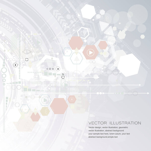 Technology background and abstract digital tech circle with various technological elements. Vector illustration. EPS 10.