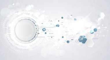 Teknoloji arka plan ve soyut dijital teknoloji daire çeşitli teknolojik elemanları ile. Vektör çizim. Açık renk arka plan.