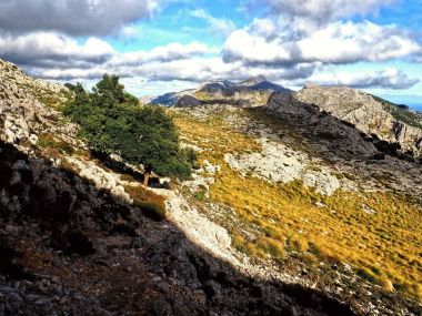 Adanın kuzey kesiminde Franquesa pik üzerinden Akdeniz Mallorca adlı dağ bakış açısı