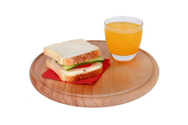 Sandwich with Orange Juice — Stock Photo, Image