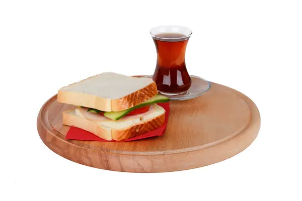 Sanwich with Black Tea — Stock Photo, Image