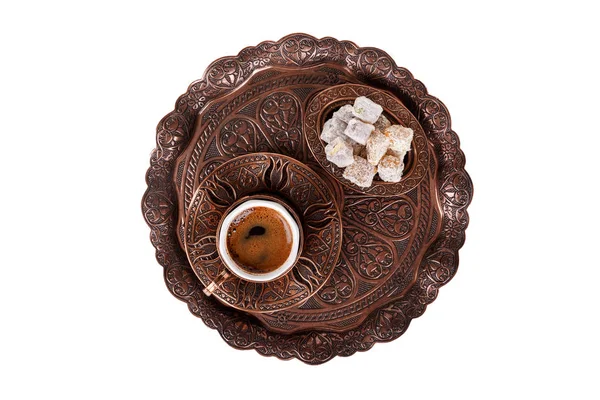 Cup of Turkish Coffee and Delights — Stock Photo, Image