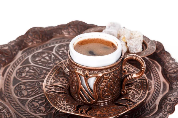 Cup of Turkish Coffee and Delights — Stock Photo, Image