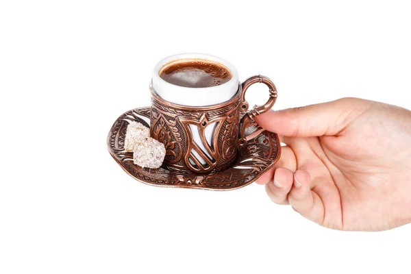 Hand serviert türkischen Kaffee — Stockfoto