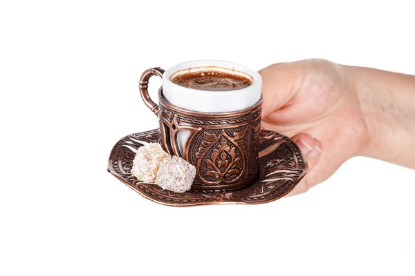 Hand Serving Turkish Coffee — Stock Photo, Image