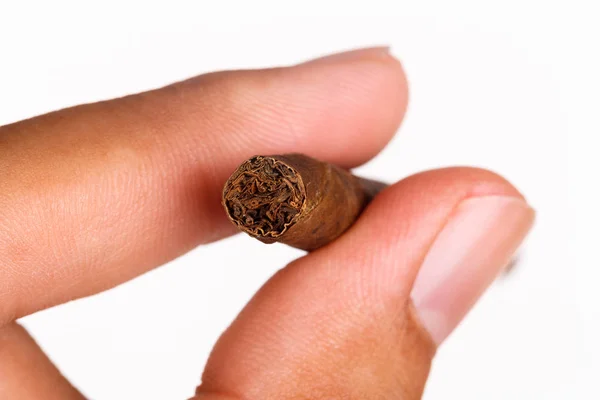 Chocolate Cigar in Hand — Stock Photo, Image