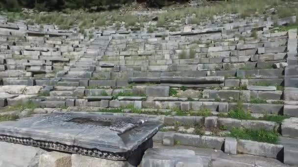 Priene antike Stadt Ansicht — Stockvideo