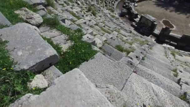 Priene antike Stadt Ansicht — Stockvideo