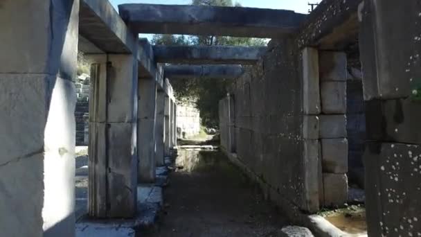 Priene Antigua ciudad con columnas — Vídeos de Stock