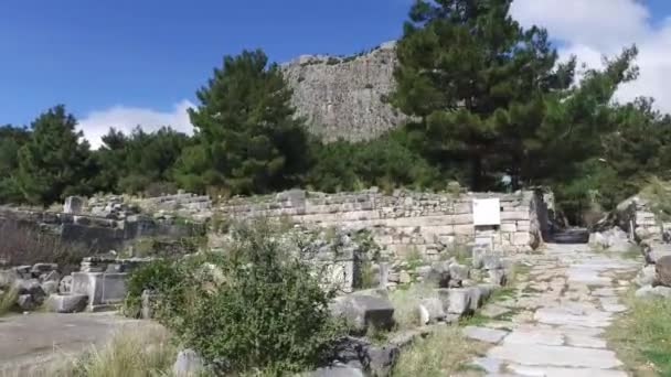 Priéné ősi város oszlopokkal — Stock videók