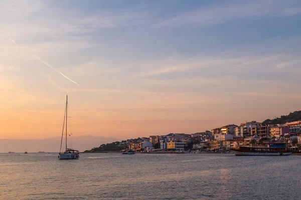 Sunset in Yacht Marina in Cesme — Stock Photo, Image