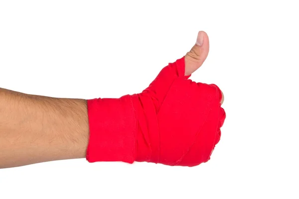 Бойові мистецтва рука людини з червоним боксу обгортання — стокове фото