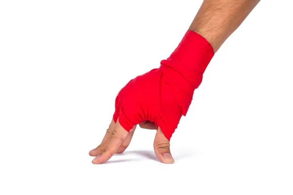 Martial Arts Man Hand met rode boksen Wraps — Stockfoto