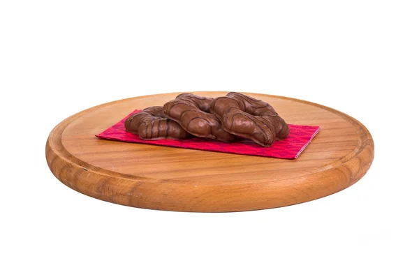 Chocolate Cookie on Wooden Plate — Stock Photo, Image