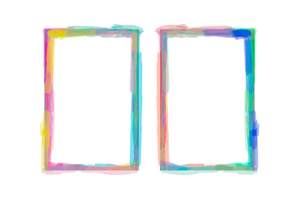 Colorful Rectangular Watercolor Frame — Stock Photo, Image