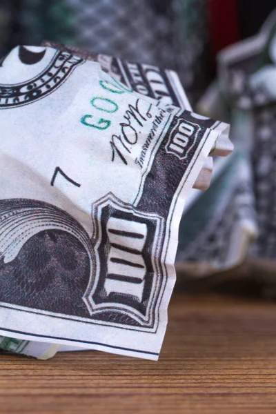 Dollar Banknotes inside Rubbish Bin — 图库照片