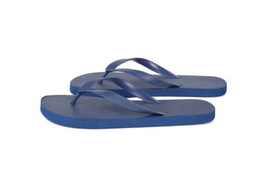 Beyaz plastik mavi Flip flop terlikler