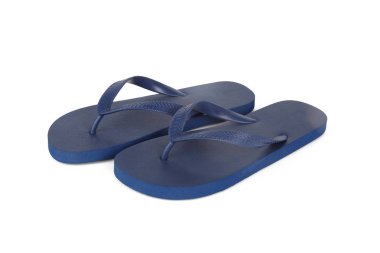 Beyaz plastik mavi Flip flop terlikler