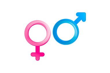 Adam ve kadın cinsiyet simgeleri pembe ve mavi