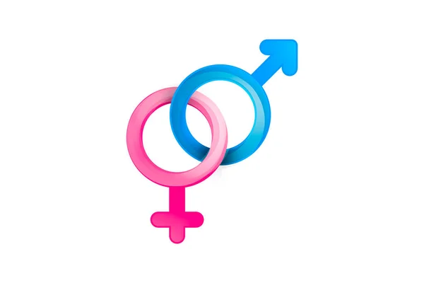 Man en vrouw gelijke symbolen in roze en blauw — Stockfoto