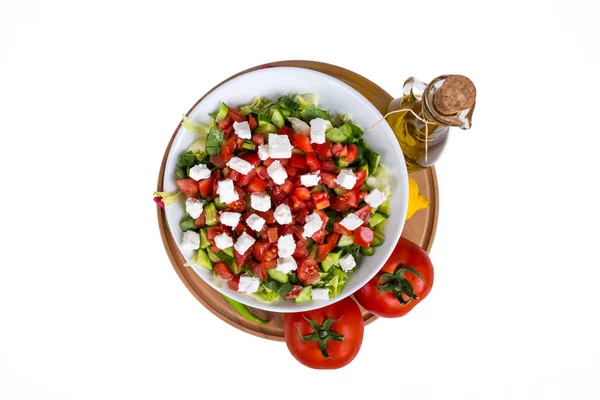 Bowl of Healthy Green Salad with Vegetables Top View — Stock Photo, Image