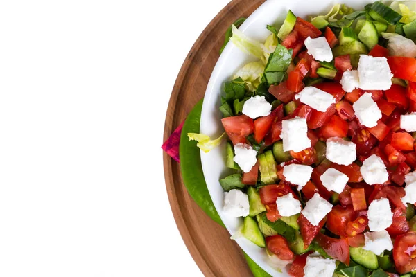 Bol de salade verte saine aux légumes vue du dessus — Photo