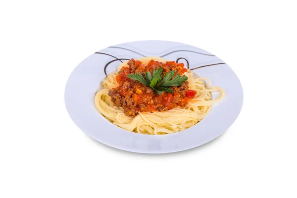 토마토 Bolognese 소스 스파게티 파스타 — 스톡 사진