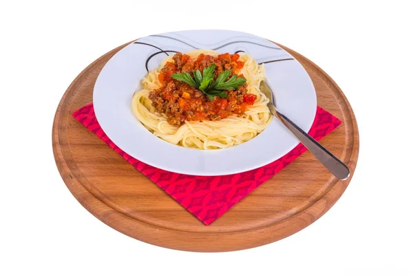 Pasta de espaguetis con salsa de tomate boloñesa — Foto de Stock