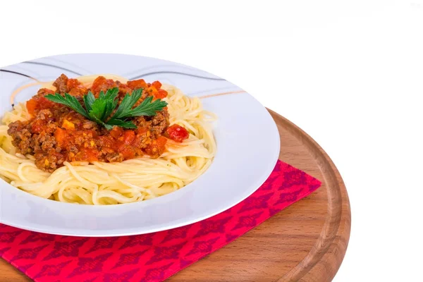 Pasta de espaguetis con salsa de tomate boloñesa — Foto de Stock