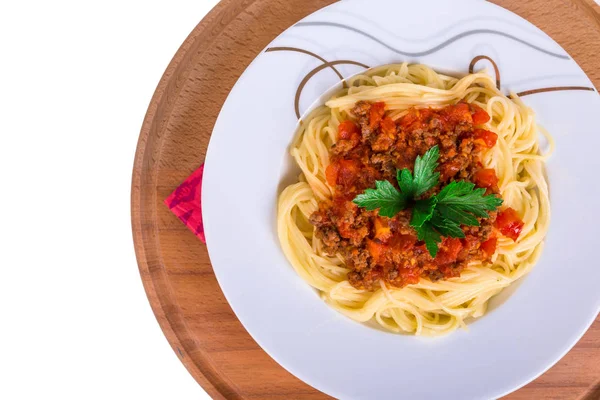 Spaghetti Pasta con Salsa al Pomodoro Bolognese — Foto Stock