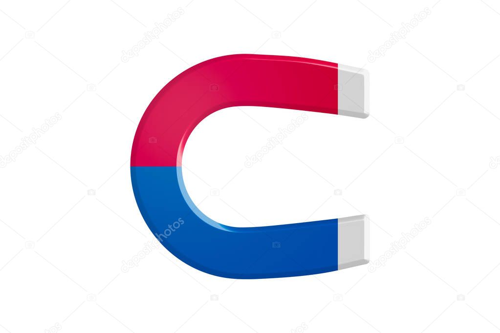 Red and Blue Magnet on White