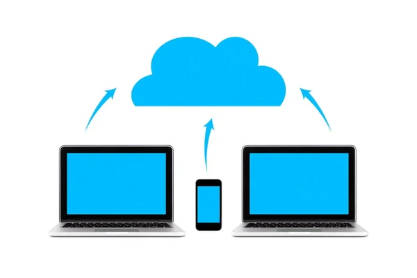 Computadora y sistema de computación en nube de teléfono inteligente —  Fotos de Stock