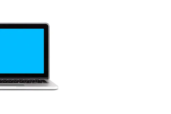 Computer with Blue and Blank Screen Mock Up — Stock Photo, Image