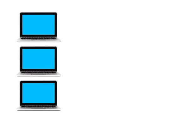 Számítógép és üres, kék képernyő Mock Up — Stock Fotó