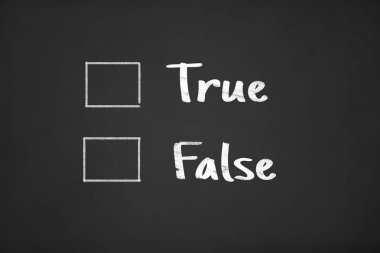 Tebeşir tahtası üzerinde doğru yanlış onay kutusu