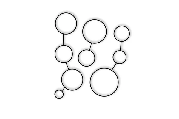 Réseau de cercles noirs connectés sur blanc — Photo