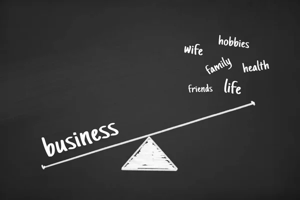 Blaance em palavras Business Health Life on Chalk Board — Fotografia de Stock