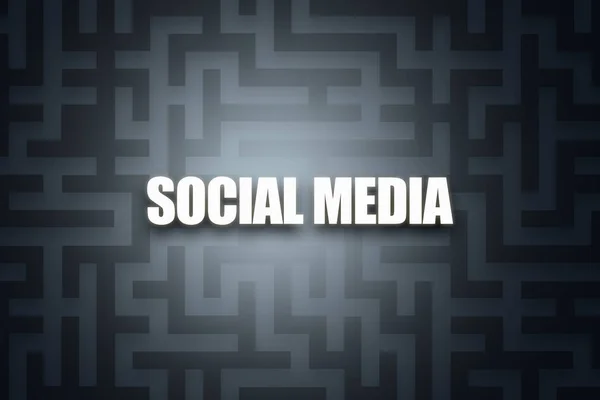 Λέξη των μέσων κοινωνικής δικτύωσης στον σκοτεινό λαβύρινθο — Φωτογραφία Αρχείου