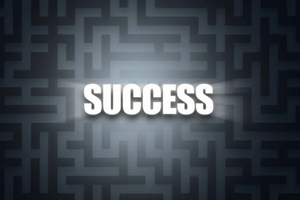 Woord van succes op donker doolhof — Stockfoto