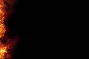 Yanan ateş alevler çerçeve siyah