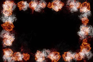 Yanan ateş alevler çerçeve siyah