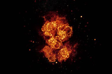 Gerçekçi yanan ateş alevler siyah