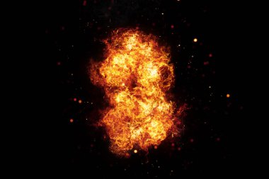 Gerçekçi yanan ateş alevler siyah