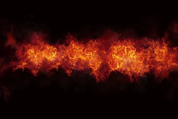 Realistyczne płonący ogień płomienie na czarny — Zdjęcie stockowe