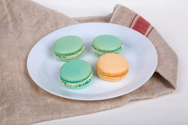 Yummy Macarons Served in Plate — Stock Photo, Image