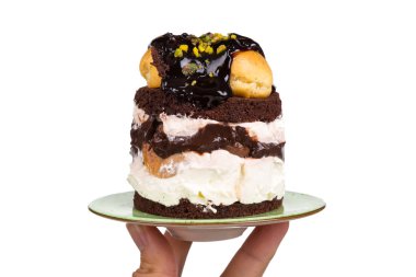 Lezzetli çikolata kek el hizmet