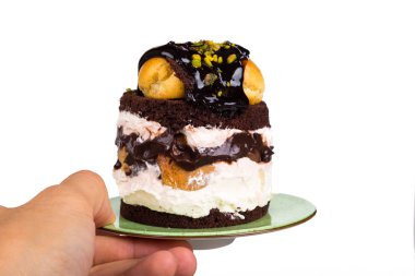 Lezzetli çikolata kek el hizmet